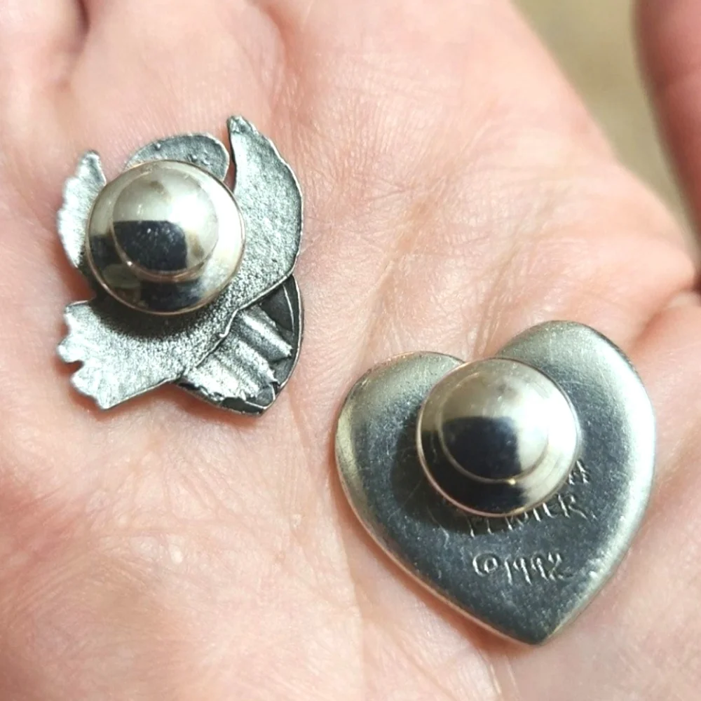 Pair Of Pewter Faith & Love Clutch Pins